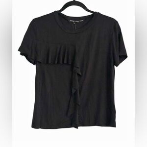 After Market Black Ruffle Stretch Tee Shirt Size Small New with Tags